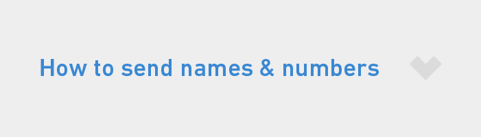 How to send us names and numbers for cards or keytags